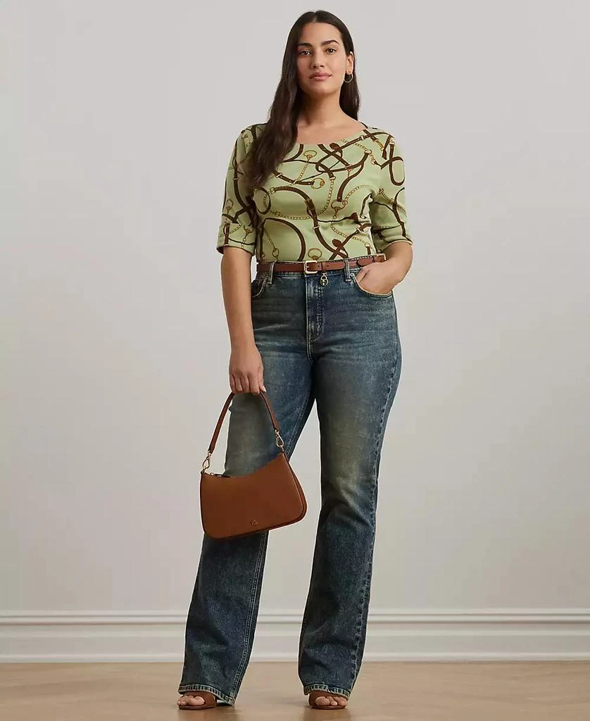 商品Ralph Lauren|Plus Size Belting-Print Cotton-Blend Boatneck Tee,价格¥311,第4张图片详细描述