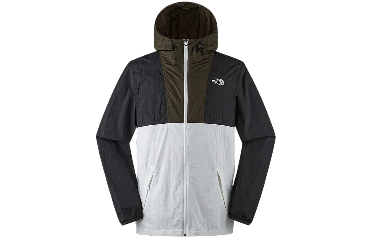 商品[国内直发] The North Face|北面 SS24 Logo印花连帽拼色 透气速干防风防紫外线防晒服 男款 黑色,价格¥602,第1张图片