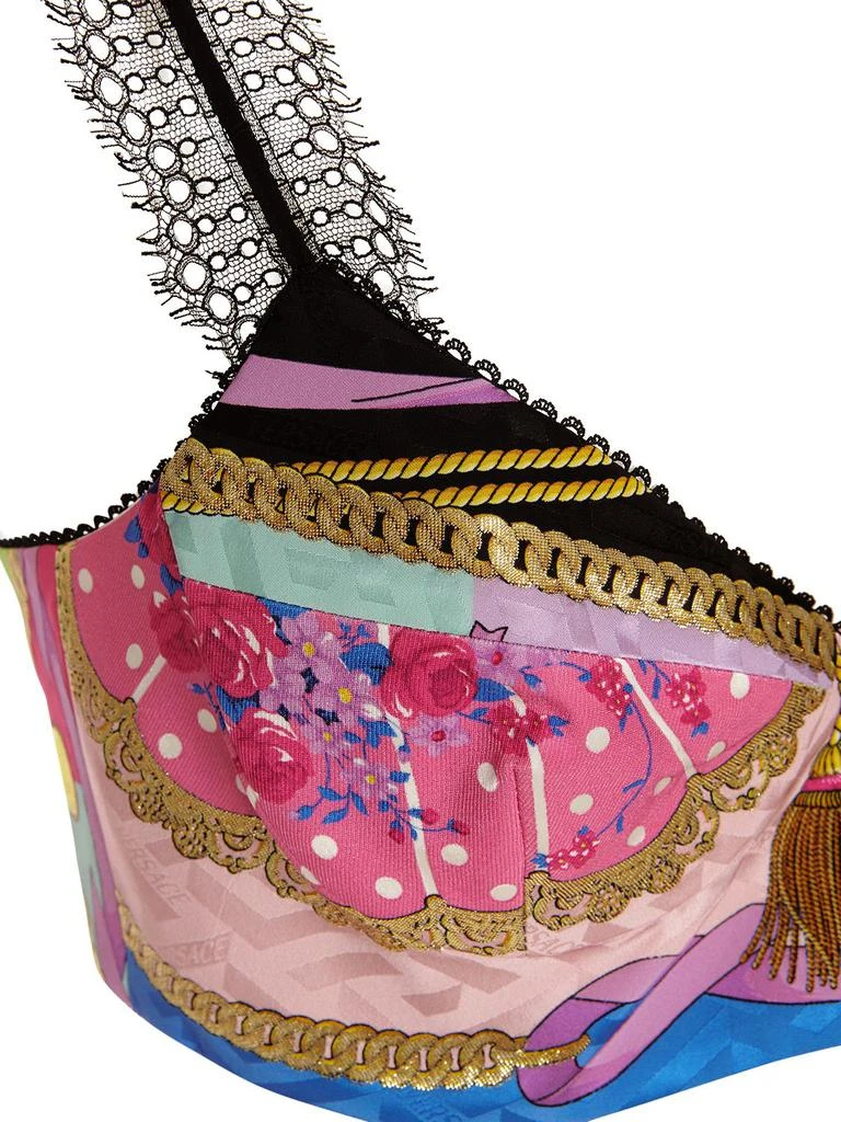 商品Versace|Fan Printed Twill & Lace Bra Top,价格¥5072,第2张图片详细描述