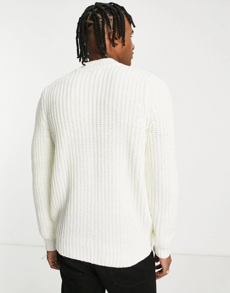 商品ASOS|ASOS DESIGN heavyweight fisherman rib turtle neck jumper in white,价格¥154,第2张图片详细描述