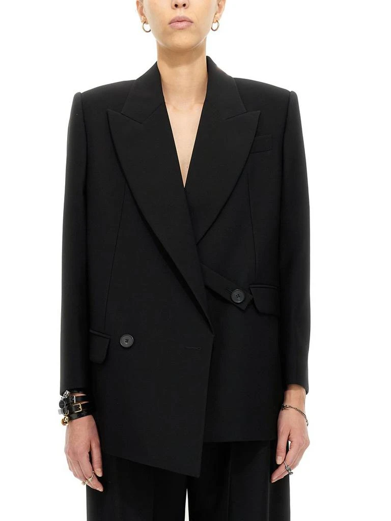 商品Alexander McQueen|ALEXANDER MCQUEEN STRUCTURED DOUBLE-BREASTED JACKET,价格¥11438,第1张图片