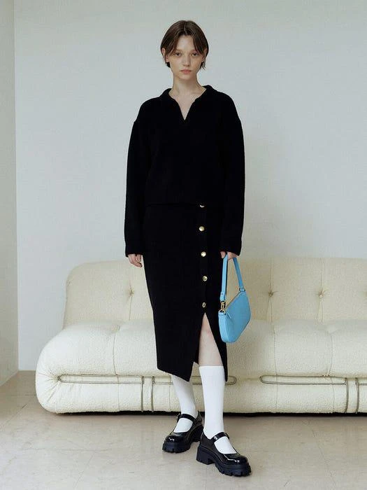 商品HACKESCH|Moss Knit Top (Black),价格¥514,第1张图片