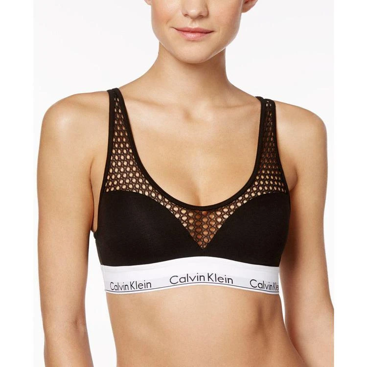 商品Calvin Klein|Modern Cotton Push-Up Fishnet-Panel Bra QF4476,价格¥207,第1张图片