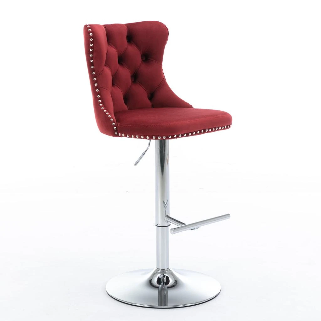 商品Streamdale Furniture|Streamdale Adjustable Swivel Barstools Set in Wine Red,价格¥1604,第5张图片详细描述