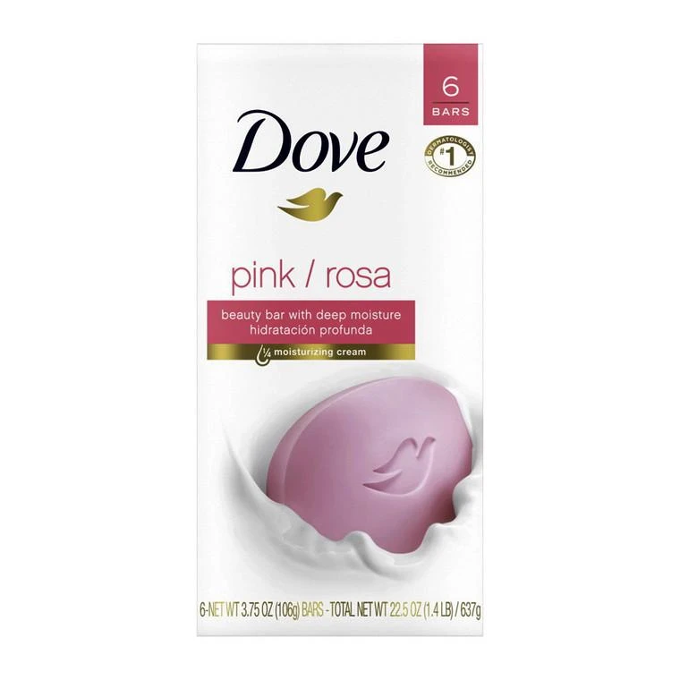 商品Dove Bar Soap|Dove Beauty Bar For Deep Moisture, Pink And Rosa - 3.75 Oz, 6 Ea,价格¥42,第1张图片