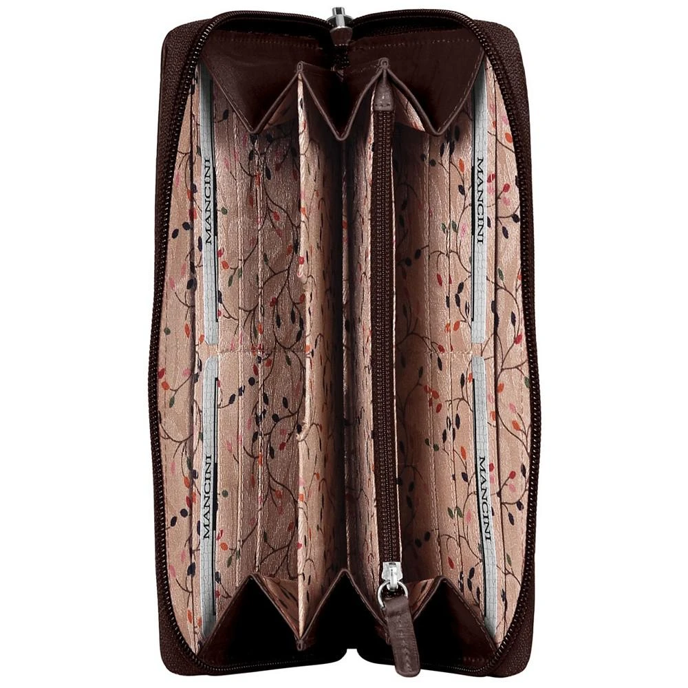 商品Mancini Leather Goods|Casablanca Collection RFID Secure Zippered Clutch Wallet,价格¥624,第3张图片详细描述