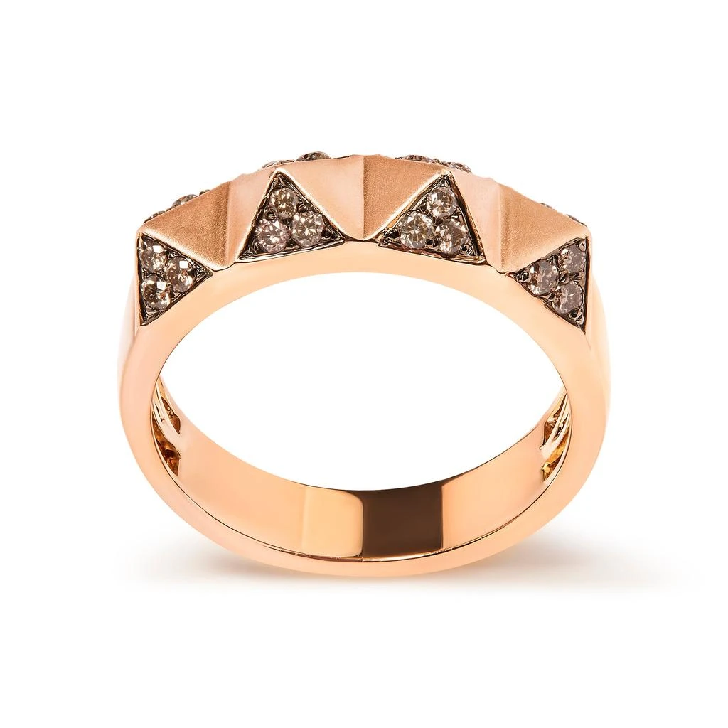 商品Haus of Brilliance|14K Rose Gold 1/4 Cttw Brown Diamond Pyramid Band Ring- Size 7,价格¥12550,第1张图片