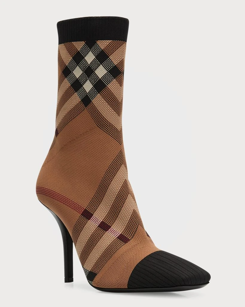 商品Burberry|Dolman Check Stiletto Sock Booties,价格¥3321,第4张图片详细描述