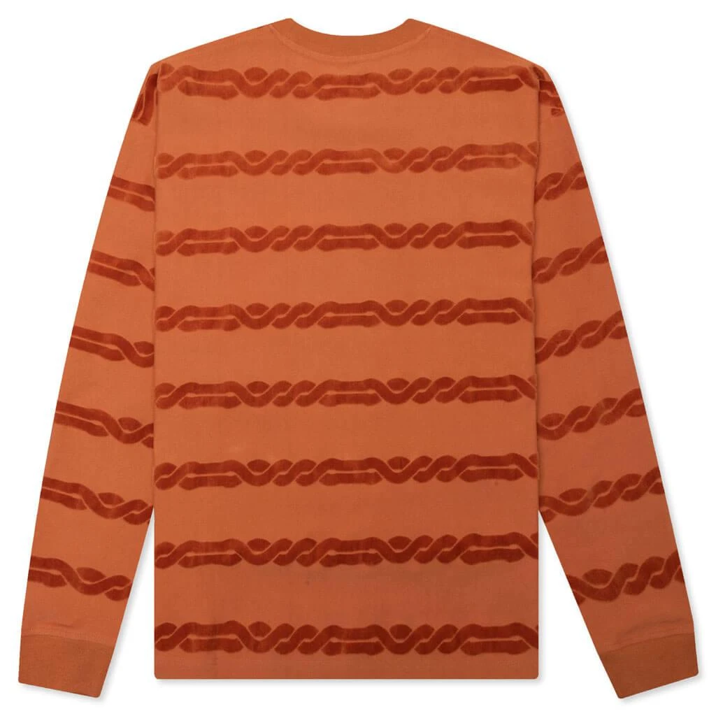 商品Brain Dead|Brain Dead Braided Burnout Long Sleeve - Rust,价格¥456,第2张图片详细描述