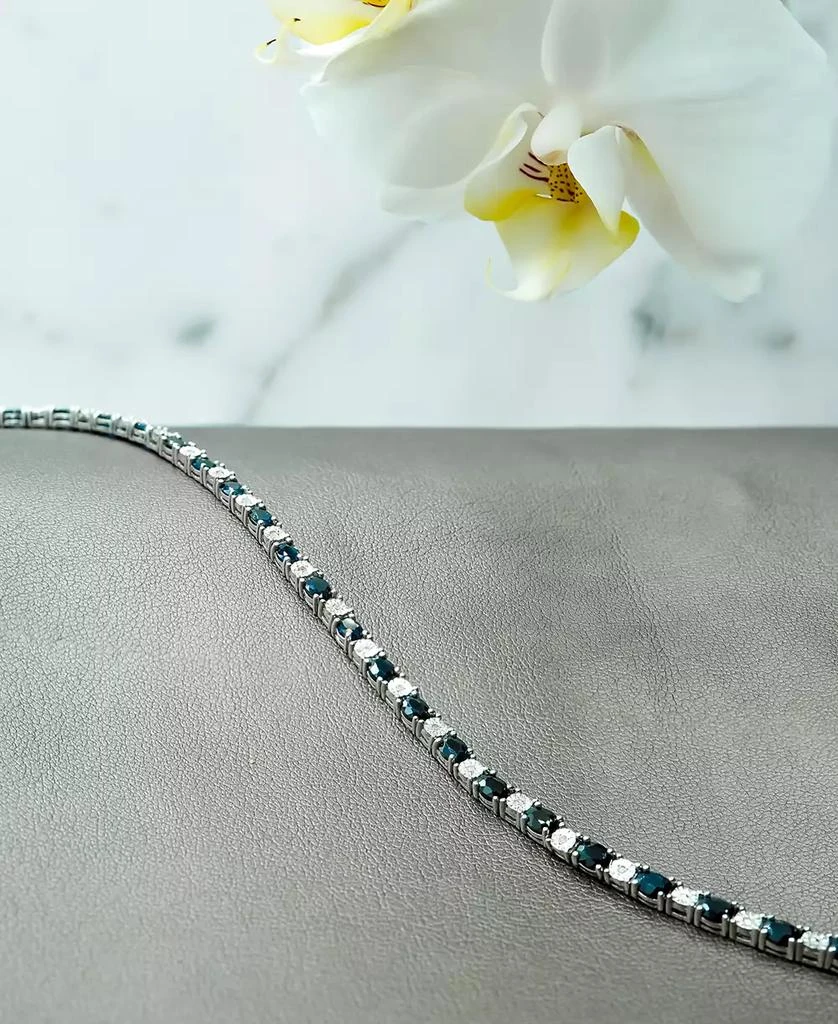 商品Macy's|Sapphire (3-3/8 ct. t.w.) & Diamond (1/10 ct. t.w.) Link Bracelet in Sterling Silver,价格¥1514,第3张图片详细描述