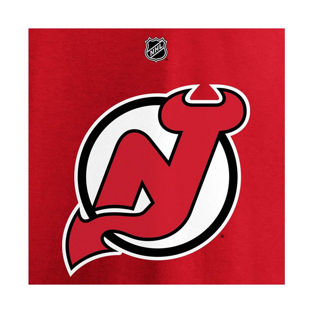Men's Jack Hughes Red New Jersey Devils Authentic Stack Name and Number T-shirt商品第4张图片规格展示