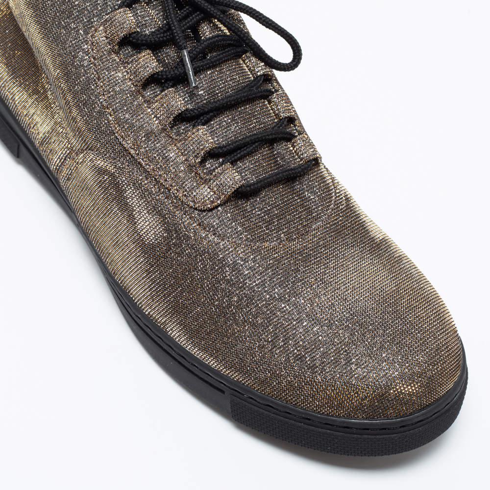 Stuart Weitzman Gold Lurex Fabric Lace-Up Sneakers Size 37商品第7张图片规格展示