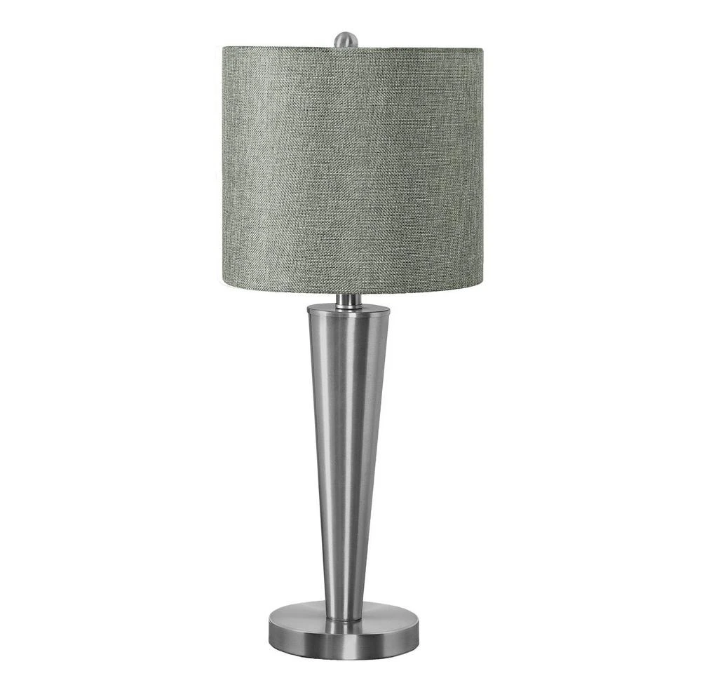 商品Homezia|Set of Two 24" Silver Metal Candlestick USB Table Lamps With Gray Drum Shade,价格¥1496,第1张图片