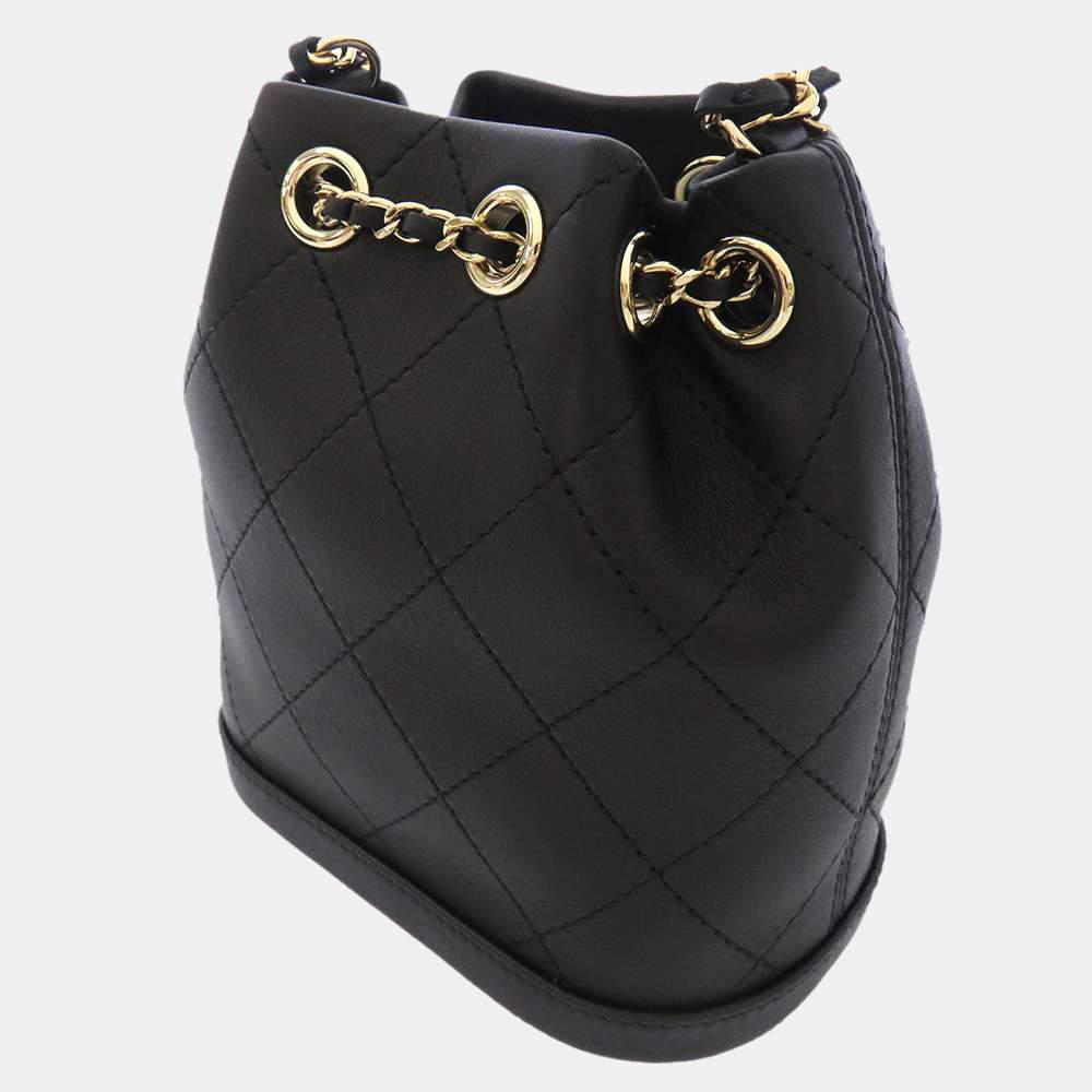 Chanel Black Leather Egyptian Amulet CC Mini Bucket Bag商品第2张图片规格展示