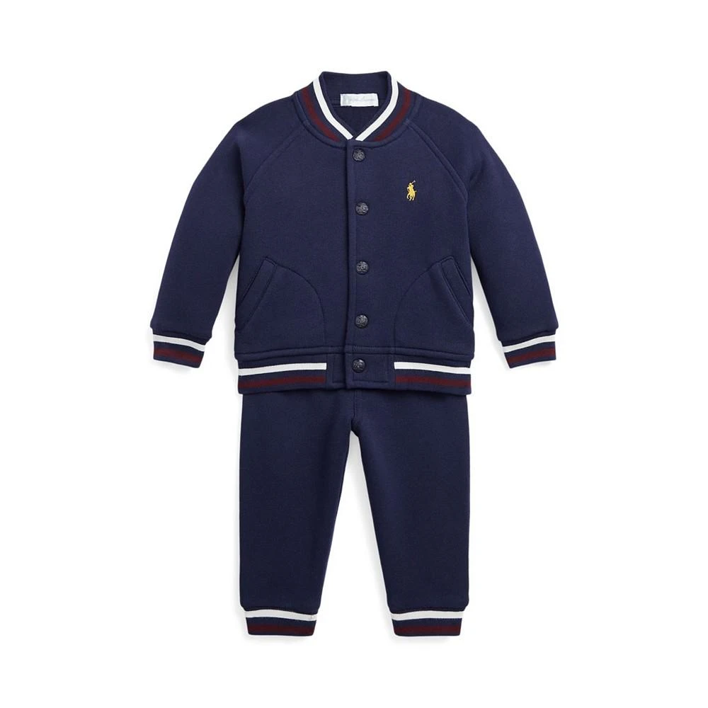 商品Ralph Lauren|Baby Boys Fleece Baseball Jacket and Jogger Pants Set,价格¥639,第1张图片