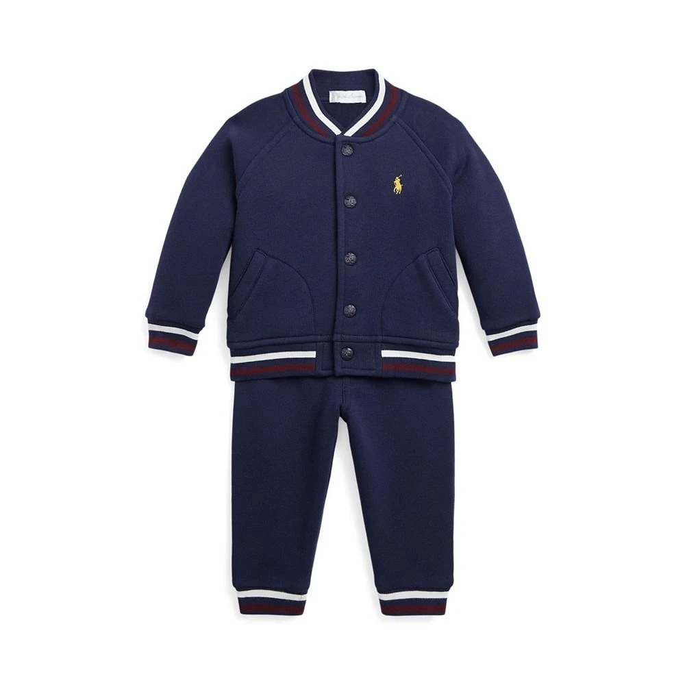 商品Ralph Lauren|Baby Boys Fleece Baseball Jacket and Jogger Pants Set,价格¥452,第1张图片