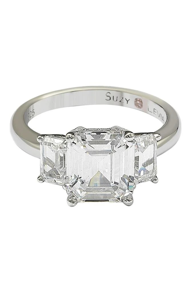 商品Suzy Levian|Emerald-Cut 3-Stone CZ Bridal Ring,价格¥745,第1张图片