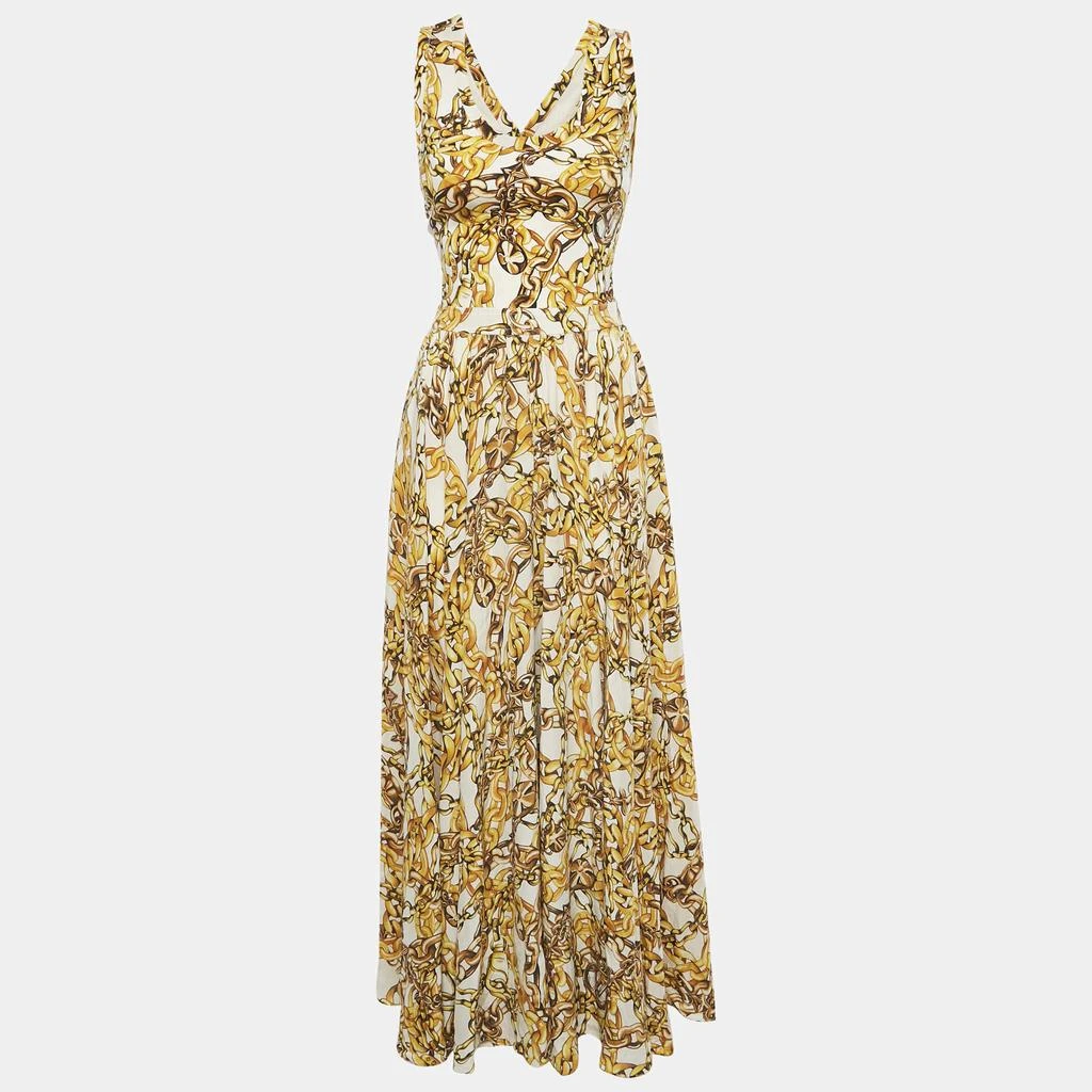 商品[二手商品] Louis Vuitton|Louis Vuitton Yellow Chain Print Silk Blend Sleeveless Maxi Dress S,价格¥23264,第1张图片