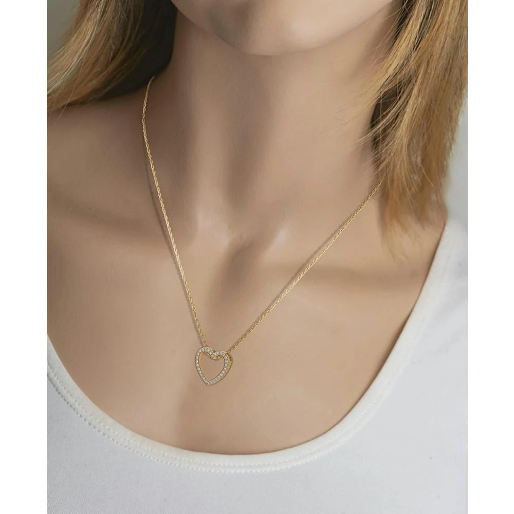 商品Macy's|Diamond Open Heart Pendant Necklace (1 ct. t.w.) in 14k Gold, 16" + 2" extender,价格¥8133,第3张图片详细描述