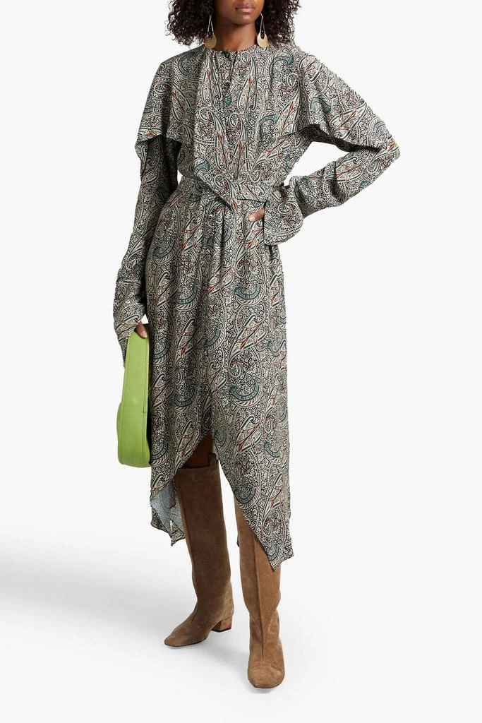 商品ROSETTA GETTY|Draped printed crepe midi dress,价格¥3806,第2张图片详细描述