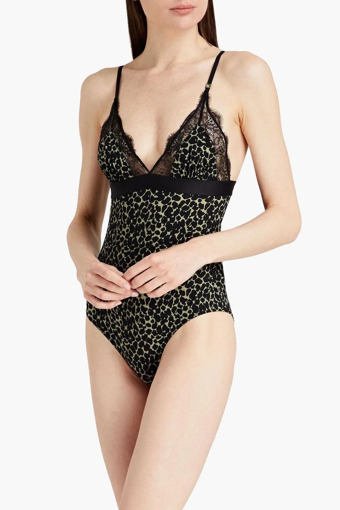 商品LOVE STORIES|Doris lace-trimmed leopard-print stretch-jersey bodysuit,价格¥164,第4张图片详细描述