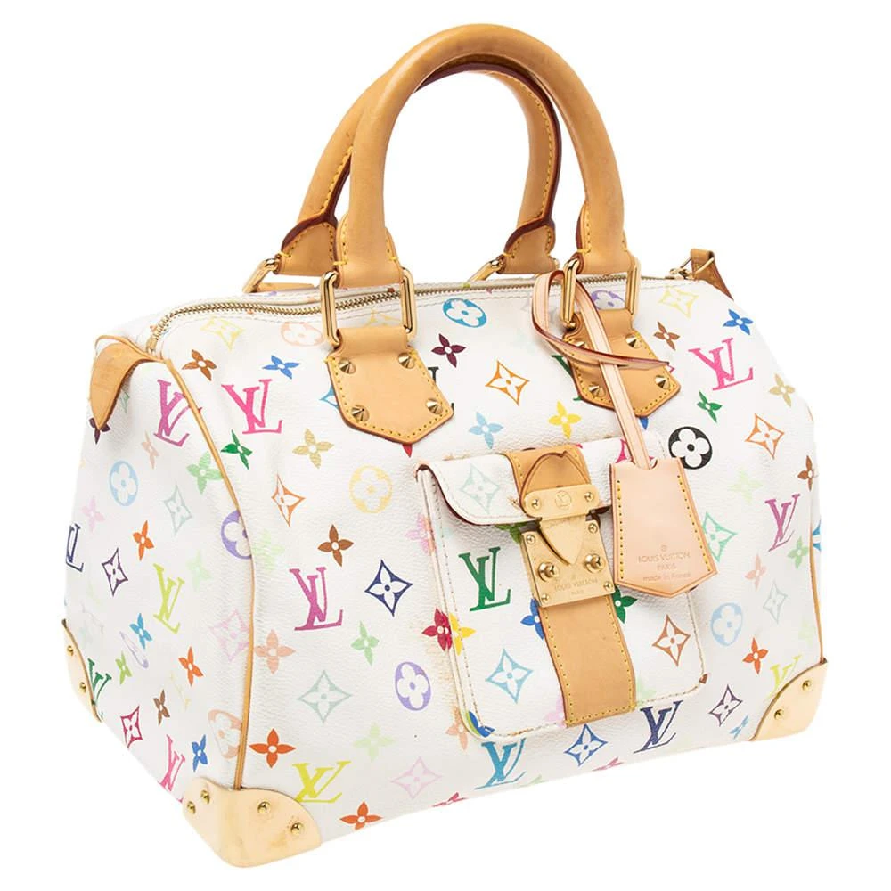 商品[二手商品] Louis Vuitton|Louis Vuitton White Monogram Multicolore Canvas Speedy 30 Bag,价格¥8369,第3张图片详细描述