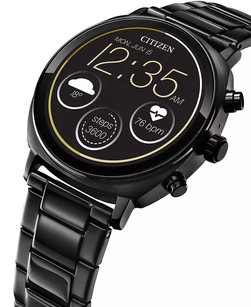 商品Citizen|Unisex CZ Smart Wear OS Black-Tone Stainless Steel Bracelet Smart Watch 41mm,价格¥1552,第4张图片详细描述