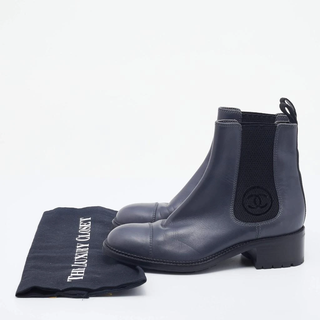 Chanel Grey Leather Chelsea Ankle Boots Size 38 商品