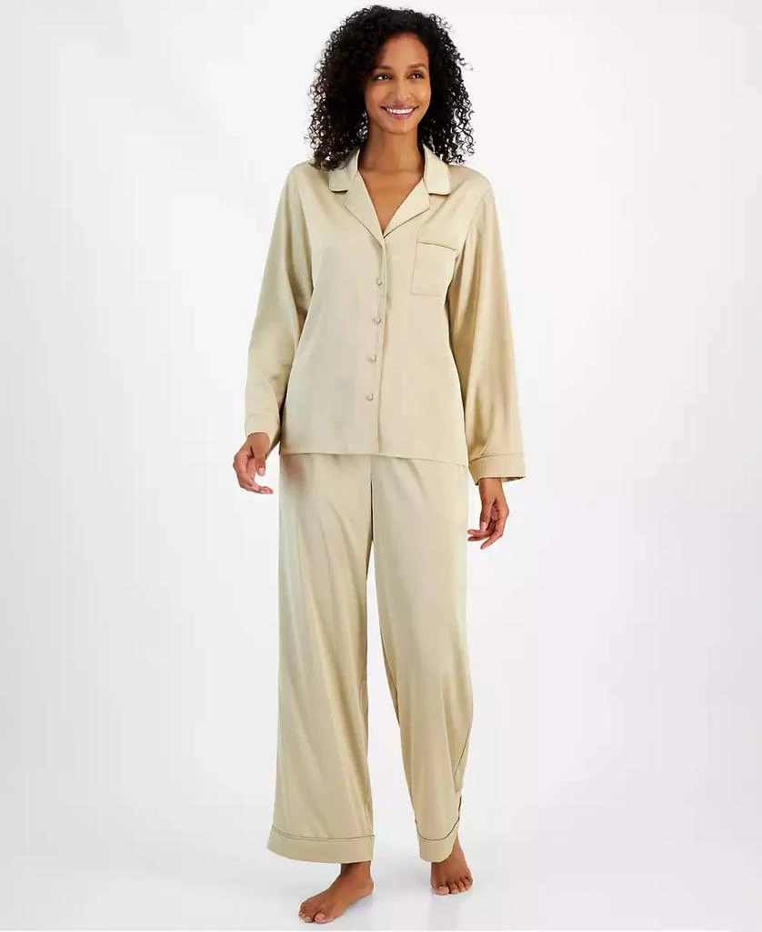 商品INC International|Women's 2-Pc. Piped-Trim Satin Pajamas Set, Created for Macy's,价格¥248,第1张图片