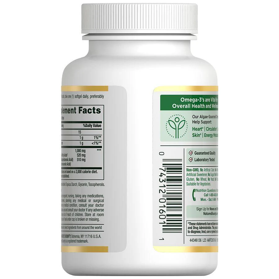 商品Nature's Bounty|Plant-Based Omega-3 Supplement, Softgels,价格¥220,第3张图片详细描述