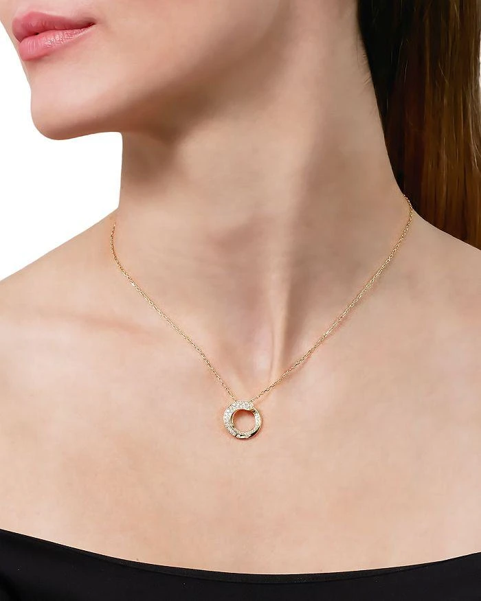 商品Crivelli|18K Yellow Gold Like Diamond Pavé Circle Pendant Necklace, 14-16" - Exclusive, Italy Campaign,价格¥25714,第4张图片详细描述