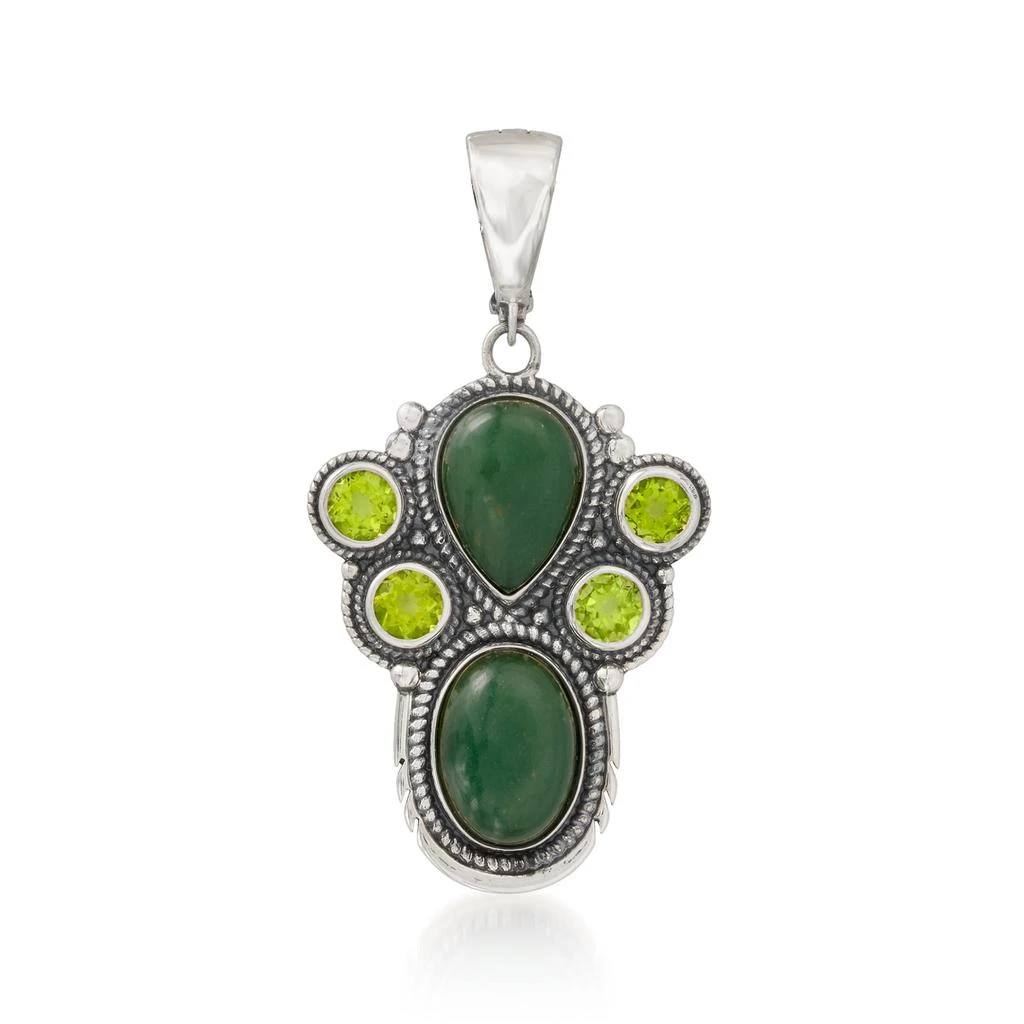 商品Ross-Simons|Ross-Simons Jade and Peridot Pendant in Sterling Silver,价格¥1020,第1张图片