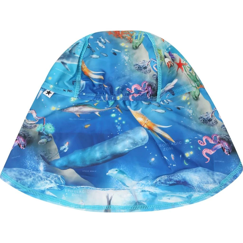 商品MOLO|Light Blue Hat For Baby Boy With Marine Animals,价格¥548,第2张图片详细描述