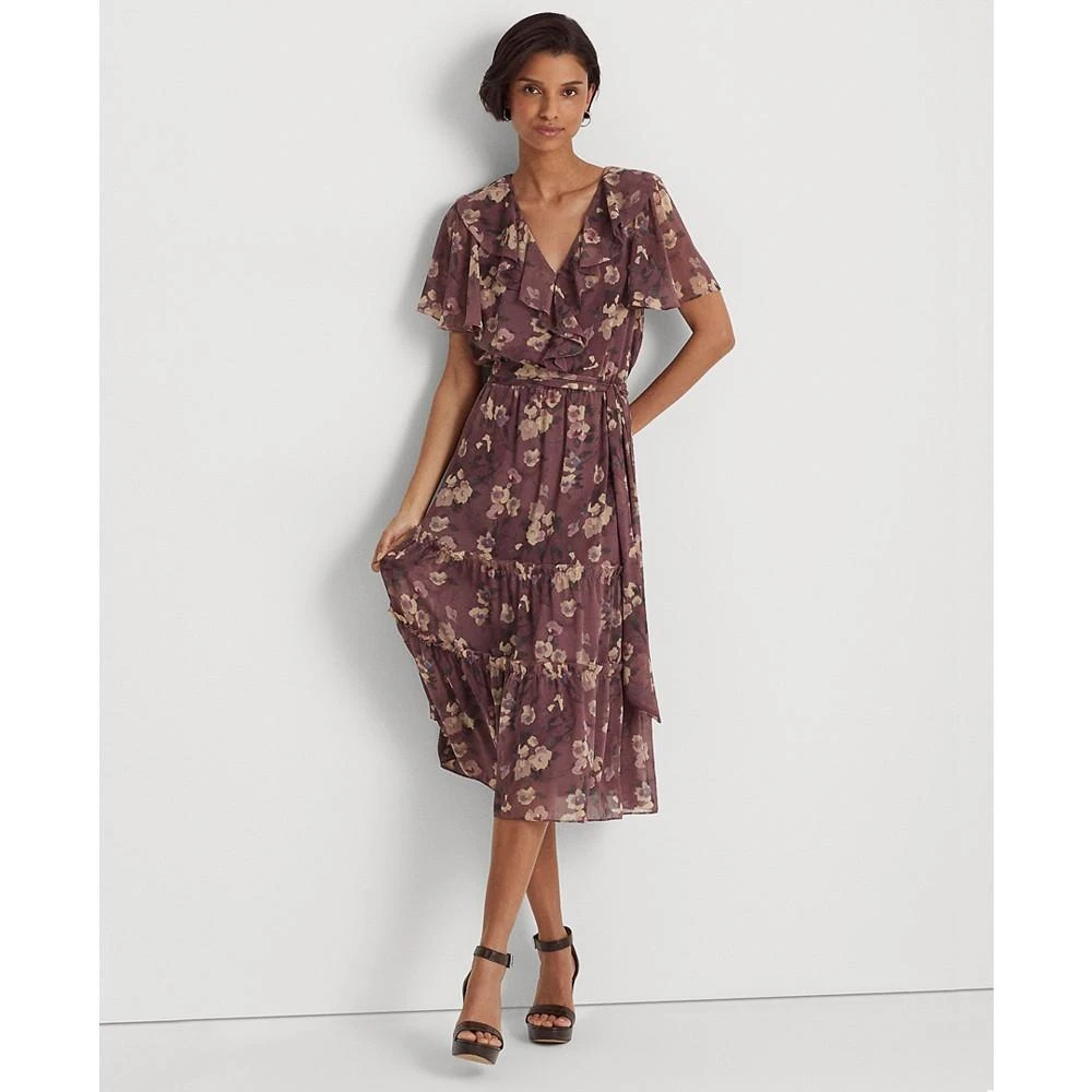 商品Ralph Lauren|Floral Crinkle Georgette Belted Dress,价格¥875,第1张图片