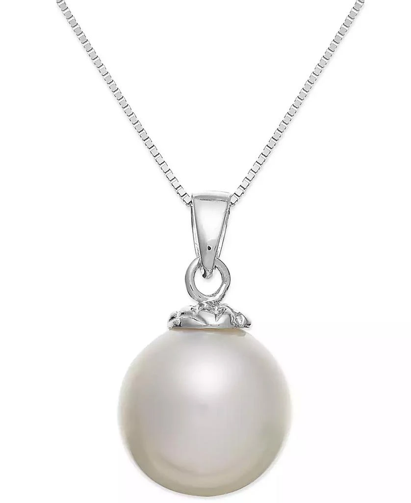 商品Macy's|14k White Gold White South Sea Pearl Pendant Necklace (10mm),价格¥2990,第1张图片