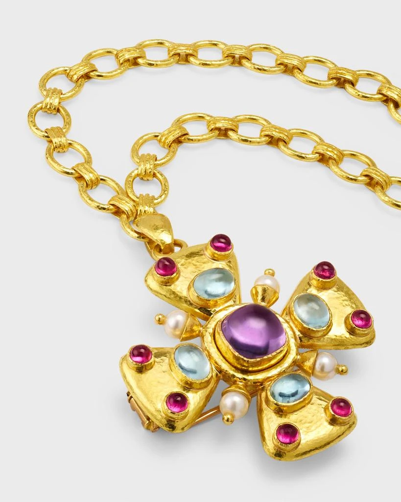 商品Elizabeth Locke|19K Maltese Cross Brooch Pendant with Amethyst, Aquamarine, Pink Tourmaline and Pearls,价格¥63105,第3张图片详细描述