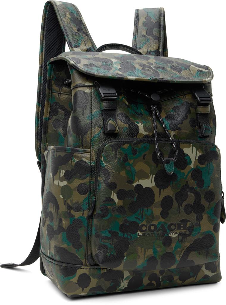 Green & Black League Flap Backpack商品第2张图片规格展示
