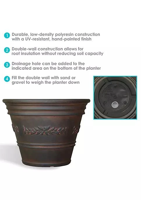 商品belk|Decor Sunnydaze Laurel Double Walled Flower Planter   Rust   13,价格¥296,第4张图片详细描述