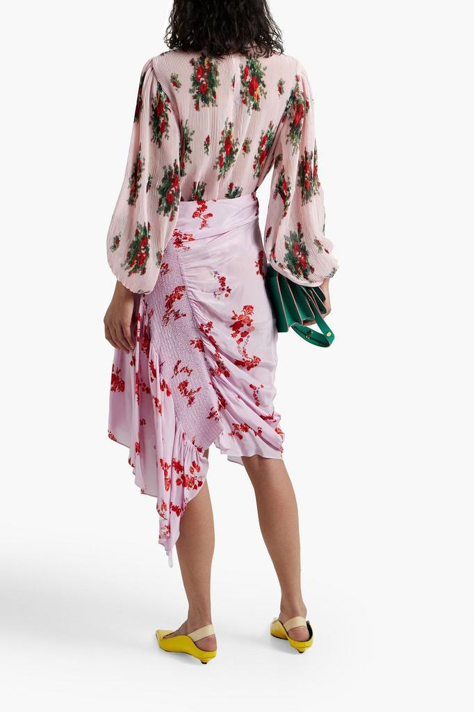 Floral-print plissé-georgette blouse商品第3张图片规格展示