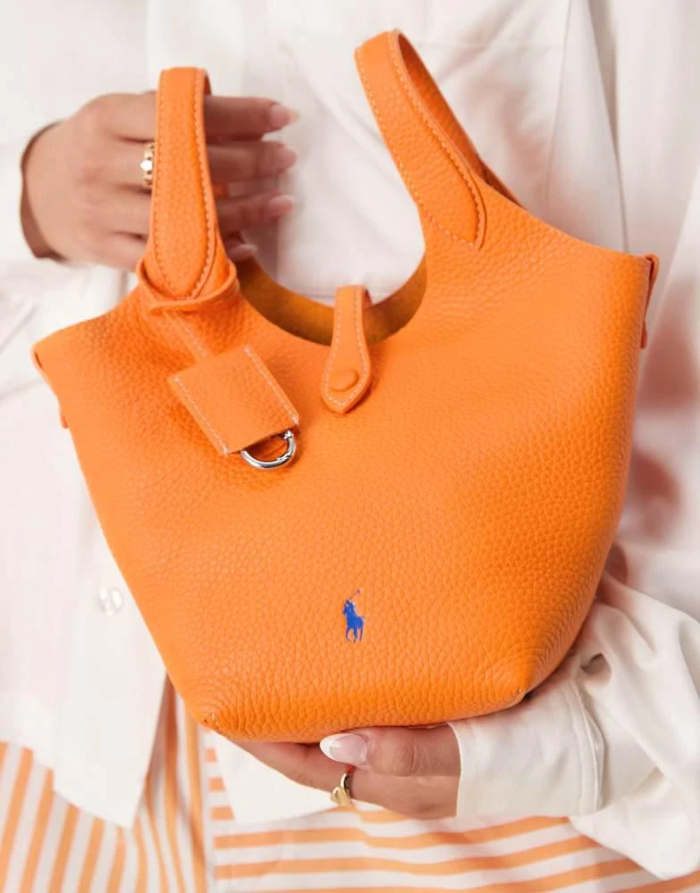 商品Ralph Lauren|Polo Ralph Lauren Play pebble 100% leather small tote & crossbody bag in orange peel,价格¥4661,第2张图片详细描述
