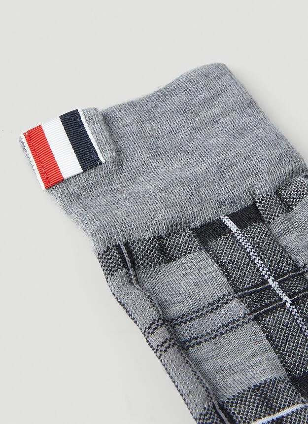 商品Thom Browne|Tartan Jacquard Socks in Grey,价格¥460,第3张图片详细描述