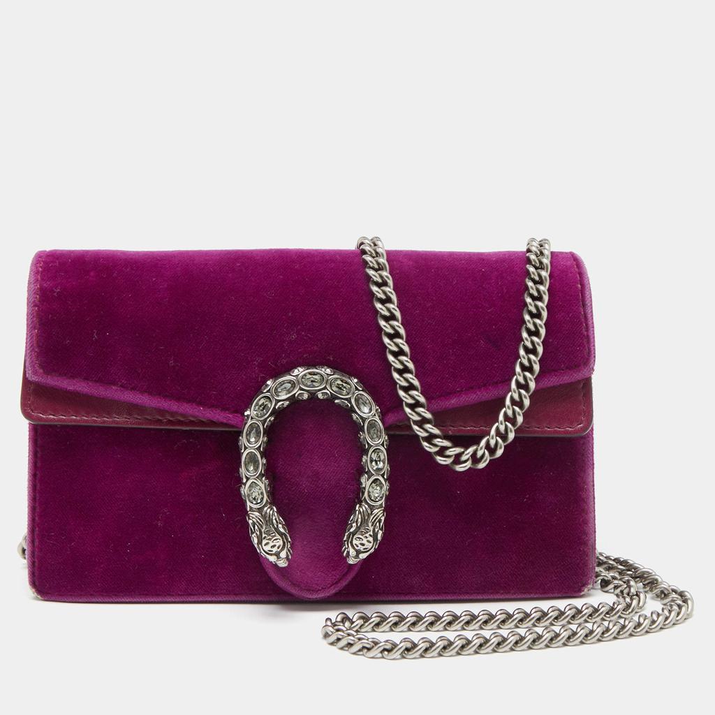 商品[二手商品] Gucci|Gucci Purple Velvet and Leather Super Mini Dionysus Crossbody Bag,价格¥4575,第1张图片