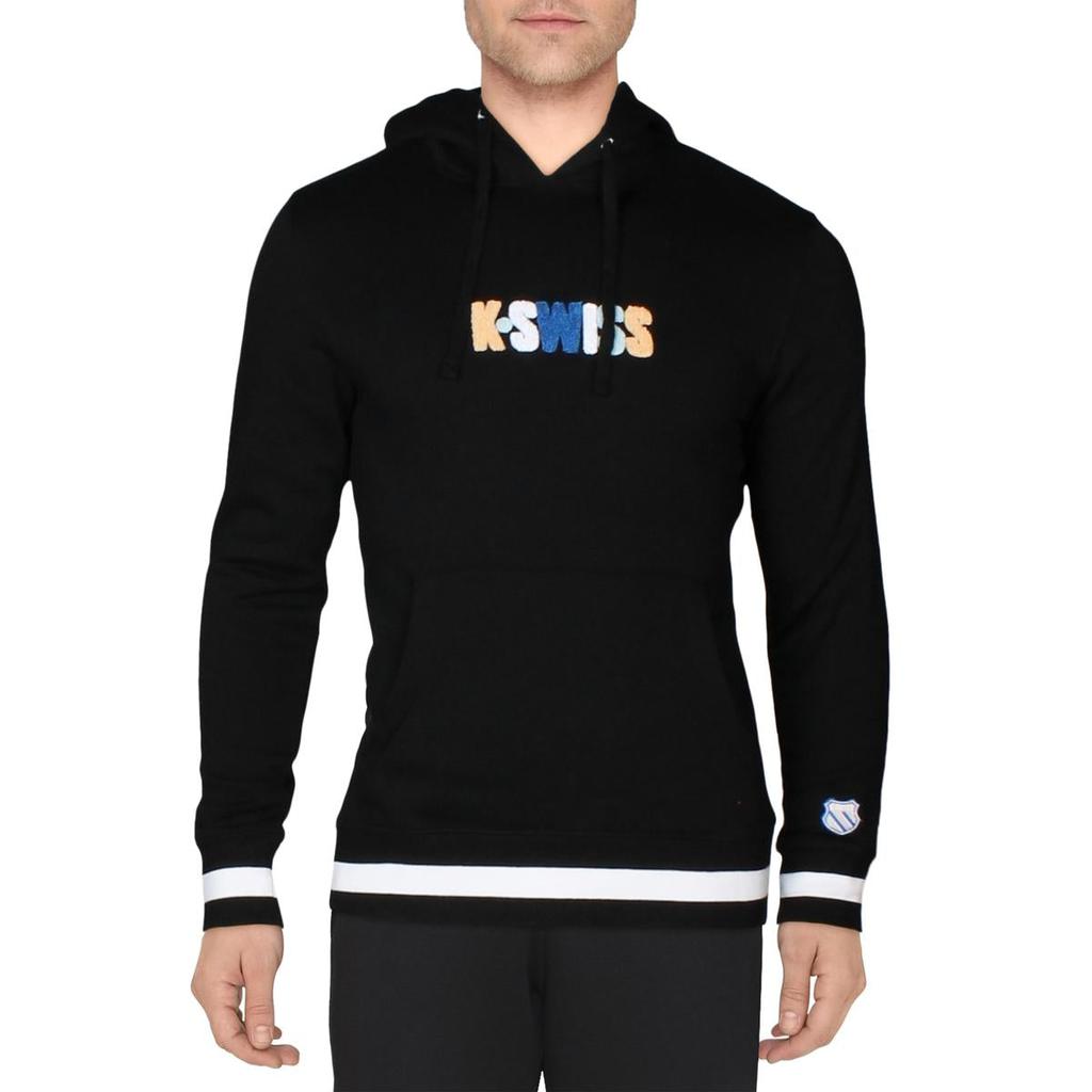 K-Swiss World Tour Men's Fleece Lined Striped Activewear Drawstring Hoodie商品第2张图片规格展示