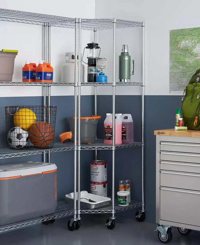 商品TRINITY|4-Tier Corner Wire Shelving Rack Includes Wheels,价格¥2120,第3张图片详细描述