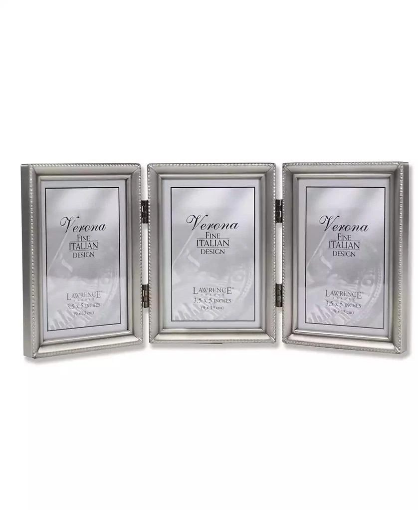 商品Lawrence Frames|Antique Pewter Hinged Triple Picture Frame - Beaded Edge Design - 3.5" x 5",价格¥267,第1张图片