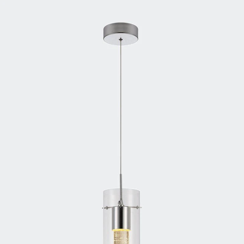 商品Defong|1-Light Cylinder Pendant Light With Integrated LED And Glass Shade,价格¥370,第1张图片