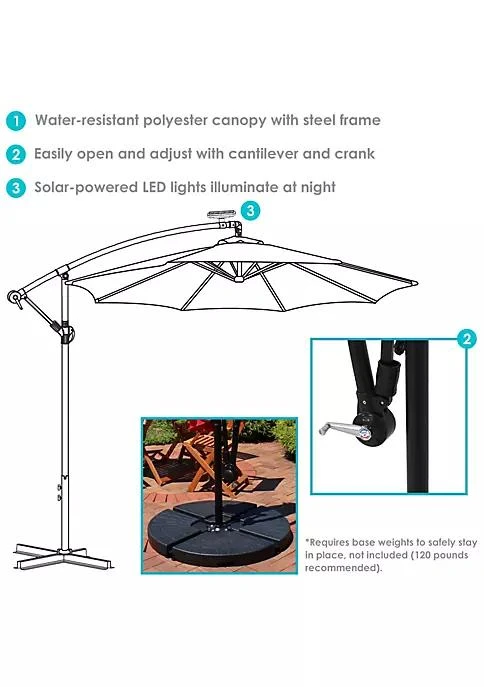 商品Sunnydaze Decor|Decor 9.5 Ft Solar Cantilever Offset Patio Umbrella   Azure,价格¥1410,第4张图片详细描述