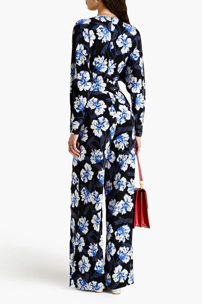 商品Diane von Furstenberg|Fanny floral-print Lyocell and wool-blend jersey wide-leg jumpsuit,价格¥1215,第3张图片详细描述