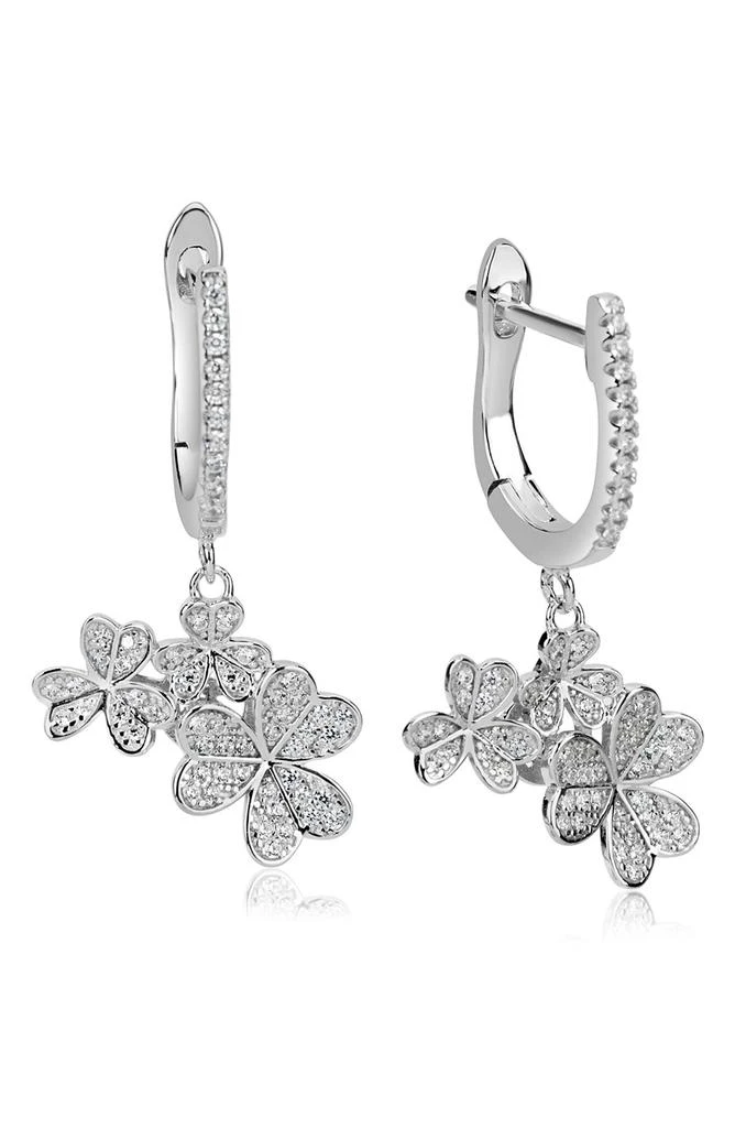 商品Suzy Levian|Sterling Silver Pavé CZ Cluster Clover Drop Earrings,价格¥1055,第2张图片详细描述