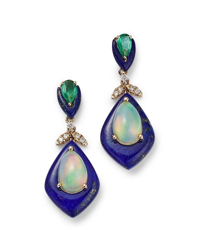 商品Bloomingdale's|Opal, Emerald, Lapis Lazuli & Diamond Drop Earrings in 14K Yellow Gold - Exclusive,价格¥11052,第1张图片